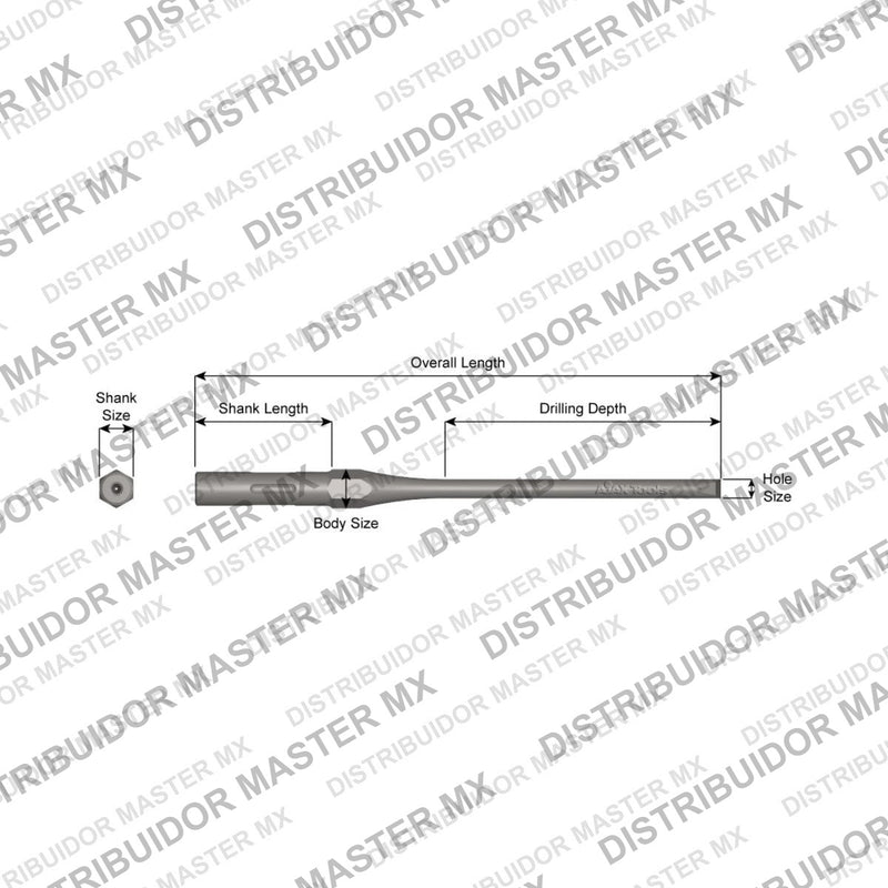 Ajax Tools 62005 — Drill Steel Broca de Carburo Utilitaria 1/2" — Profundidad 8" (Largo Total 12")