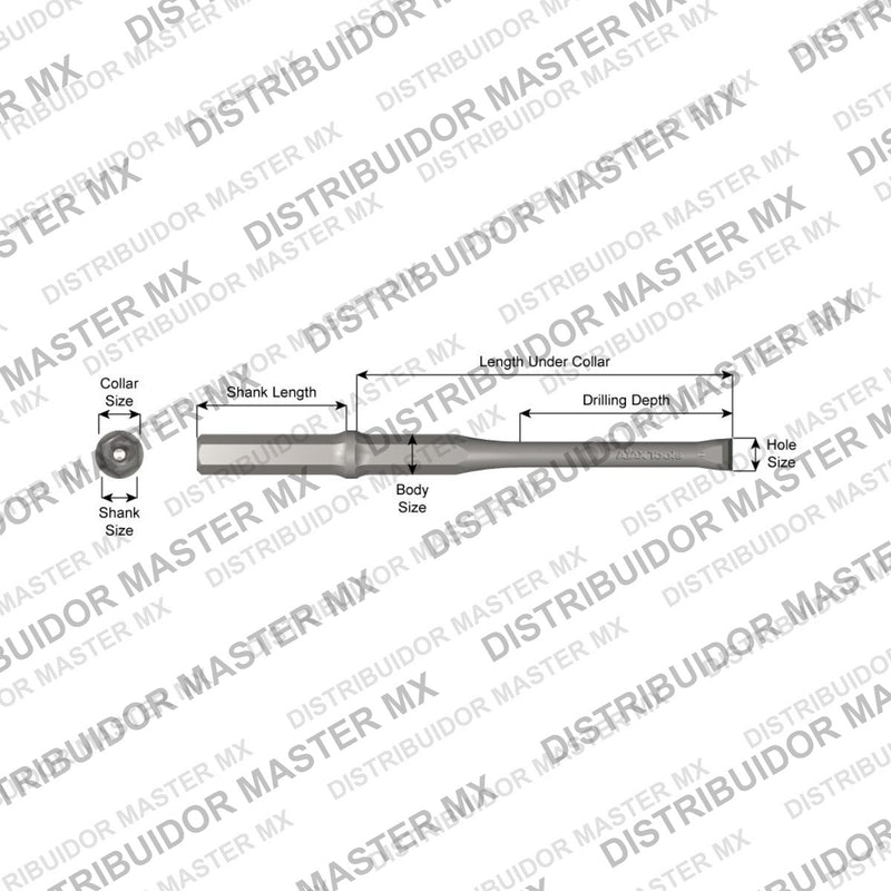 Ajax Tools 60750 — Drill Steel Broca de Carburo de Velocidad 3/4" — Profundidad 12", Vástago 1" x 4-1/4" Hex