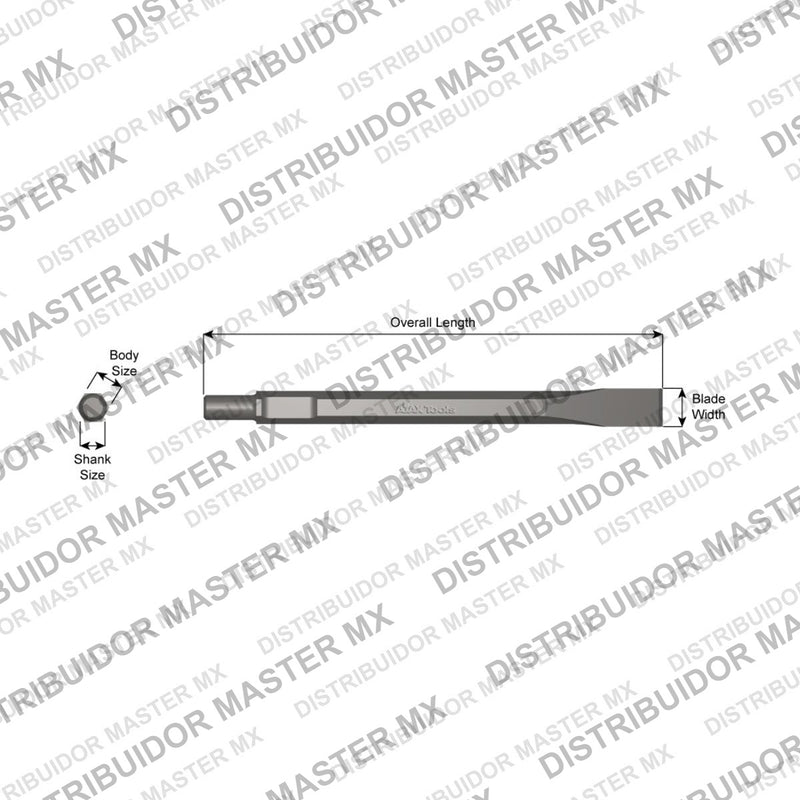 Ajax Tools 5001 — Cincel Plano 1" Vástago 5/8" Round Spline