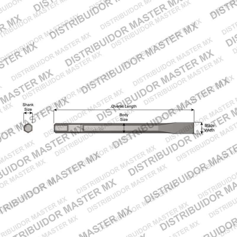 Ajax Tools 5203 — Cincel Plano 1" Vástago 3/4" Hex Demo