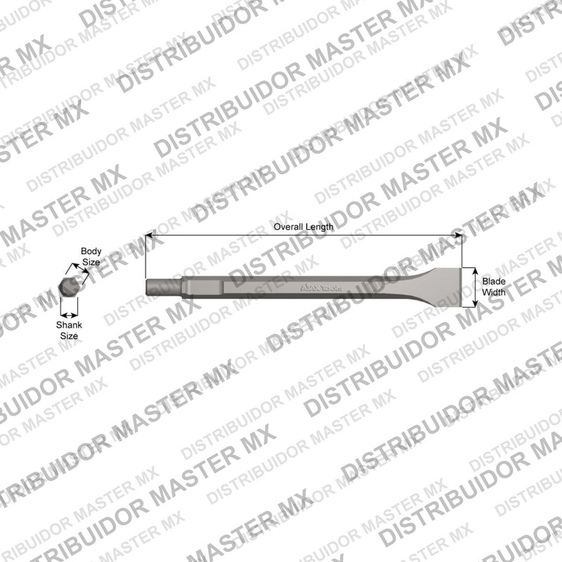 Ajax Tools 5009 — Cincel Espátula 2" Vástago 5/8" Round Spline