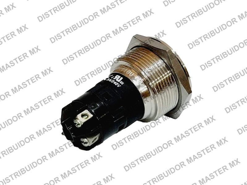 Botón Pulsador Metálico 22 mm LED Rojo 110V Momentáneo EAO SW7615B