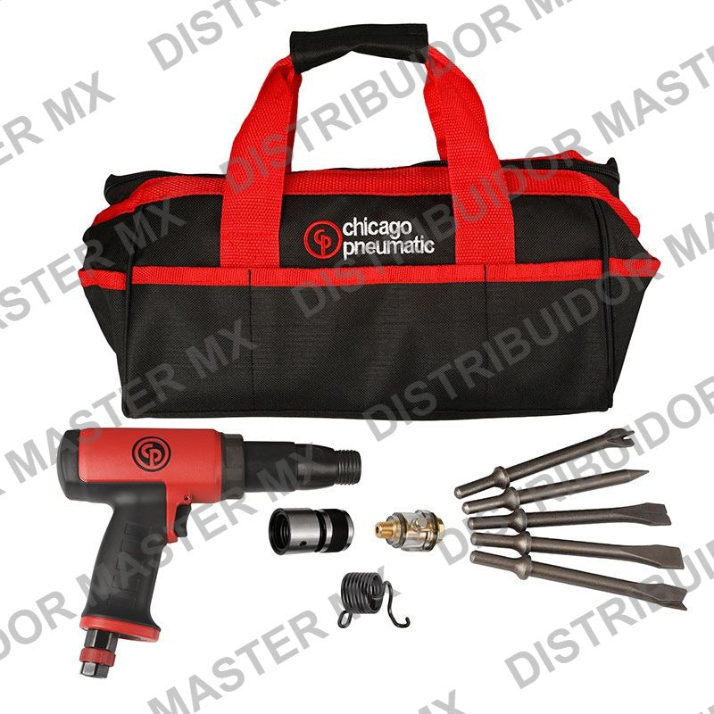 Kit Martillo Neumatico Chicago Pneumatic CP7165K Largo Baja Vibracion con Cinceles - Air Hammer Kit