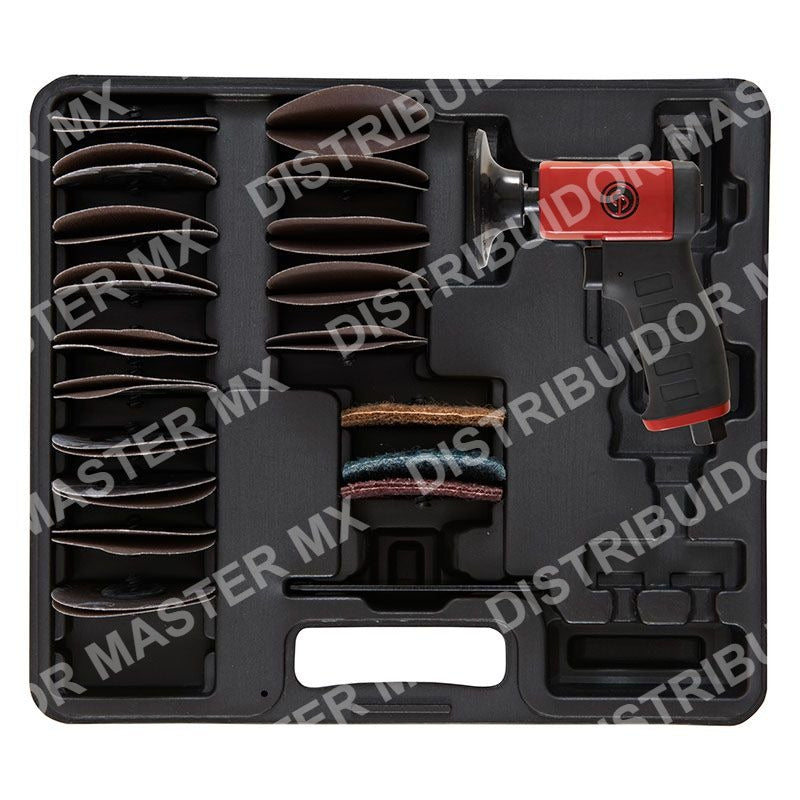 Kit Lijadora Rotativa Neumatica Chicago Pneumatic CP7202D con Accesorios - Rotary Sander Kit