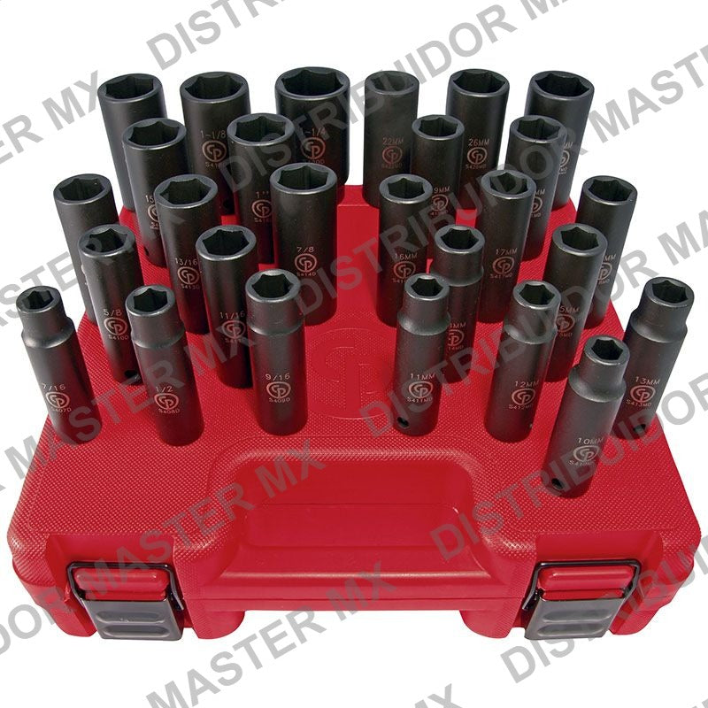 Juego de Dados de Impacto Profundos Chicago Pneumatic SS4229D 29 Piezas Mando 1/2 Pulgada