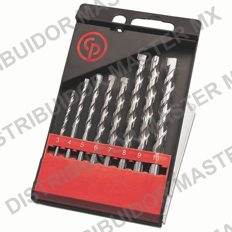 Juego de 8 Brocas para Concreto Chicago Pneumatic - Punta de Carburo